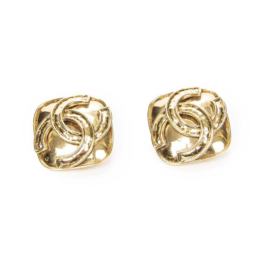 Chanel CC Diamond-shaped Clip On Earrings